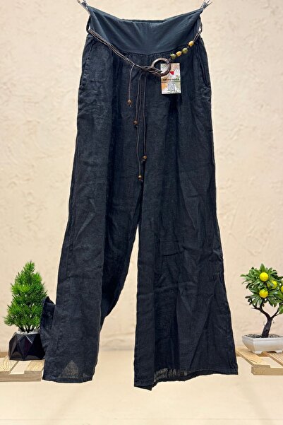 sahnemoda Εισαγόμενο λινό παντελόνι - ιταλικό σχέδιο φαρδιά πόδια