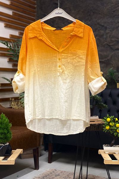 sahnemoda Cămașă pe jumătate cu nasturi cu guler cu model batik