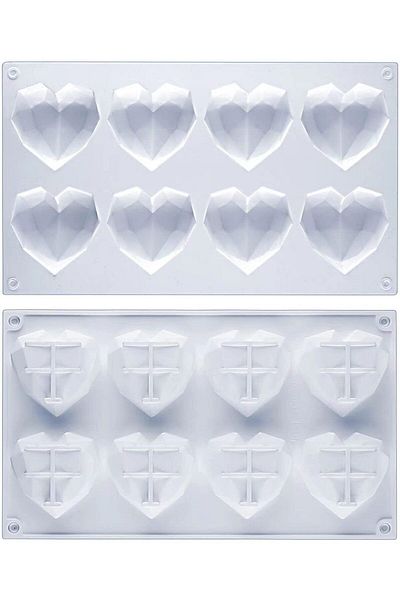 Tinky Winky Cake Mold Pinyata Crystal Heart Shaped Silicone Chocolate, Soap, Cake Mold 8 Compartments