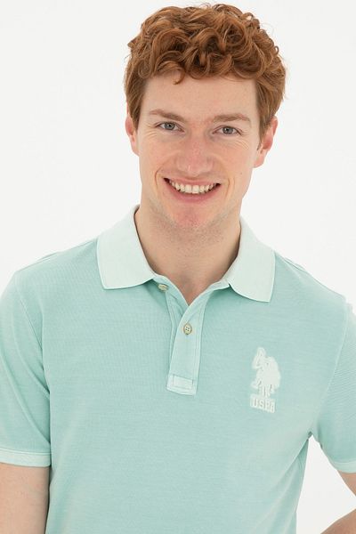 U.S. Polo Assn. Ανδρικό μπλουζάκι Slim Fit Polo Neck Water Green Basic 50263475-VR083