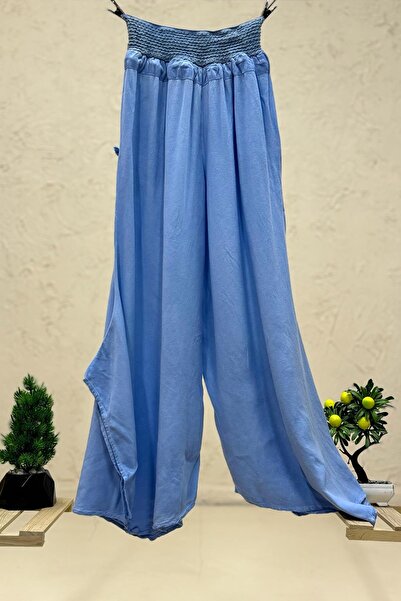 sahnemoda Штани з мереживними деталями та кишенями з бахромою - широкі штанини