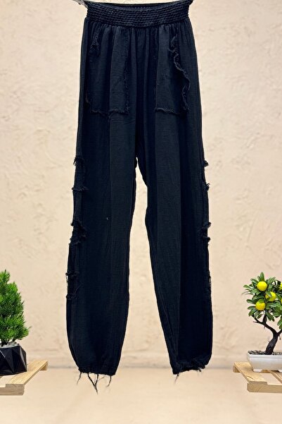 sahnemoda Linen Trousers - Mesh Tassels on the Sides
