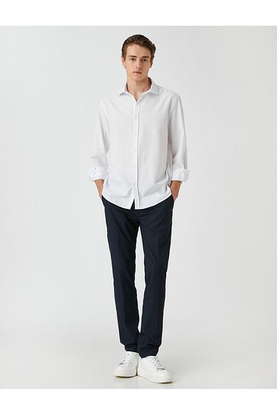Koton Bügelfreies Langarm-Basic-Hemd – Manschettenkragen, Slim Fit