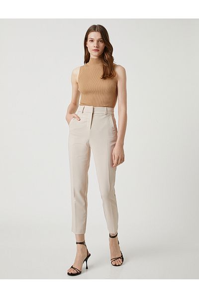 Koton Crop Cigarette Trousers Straight Leg