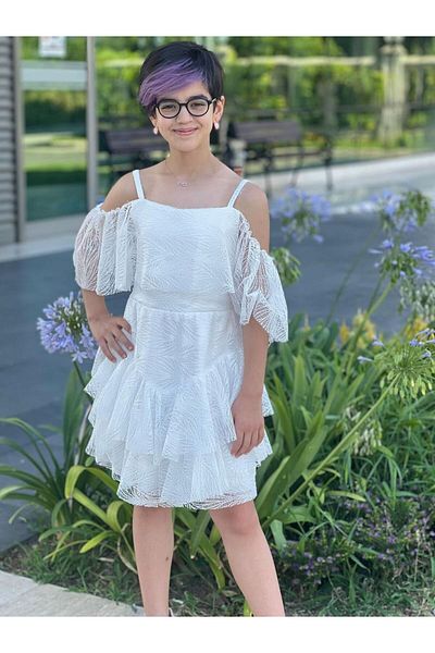 ChatonDor Girl's Graduation Dress Evening Dress with Glitter Lace