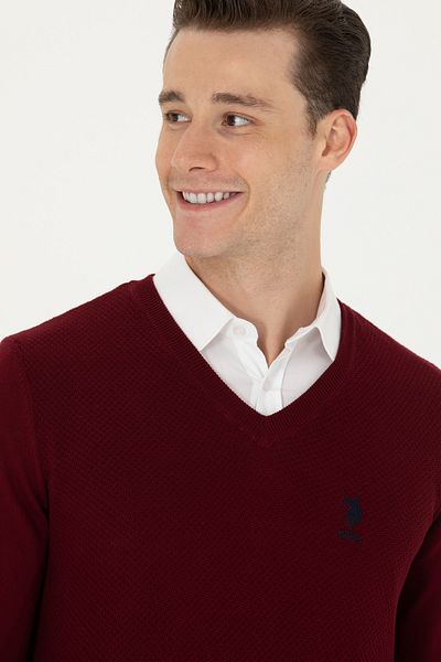 U.S. Polo Assn. Pulover de bază pentru bărbați Roșu Claret -50269004-VR014