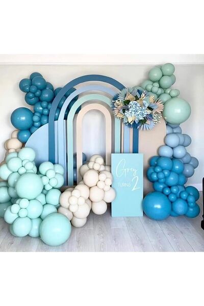 Tinky Winky Retro Deep Ocean Green Storm Blue Balloon Birthday Set Balloon Chain
