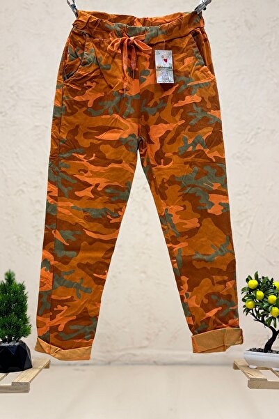 sahnemoda Kamuflaj Desen Bel Latikli İtalyan Pantolon
