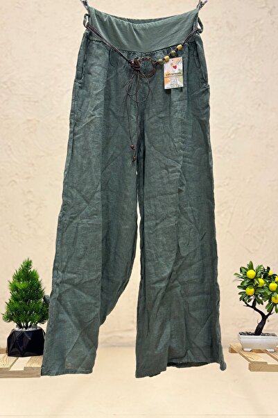 sahnemoda İtalyan Bol Paça İthal Keten Pantolon