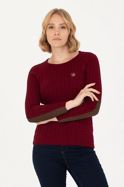 U.S. Polo Assn. Pulover de bază roșu Claret - Decolteu, Femei, 50269010 -vr014
