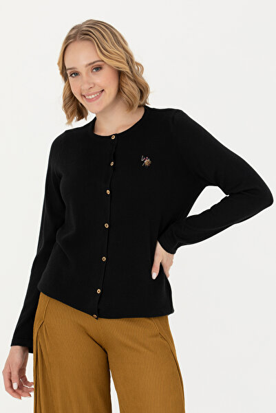 U.S. Polo Assn. Women's Black Basic Knitwear Cardigan 50269008 -Vr046