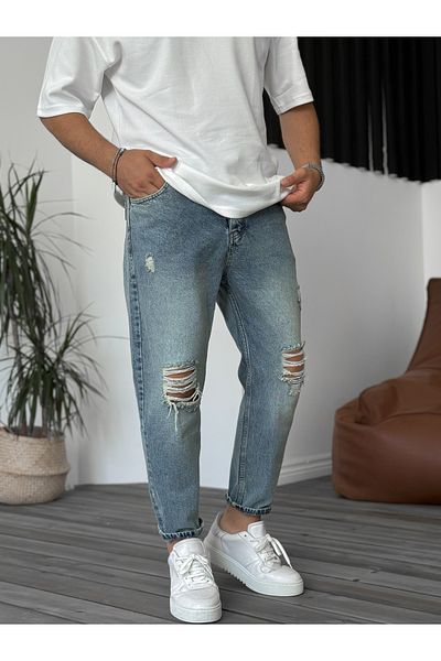 BYBASICMAN Blue Ripped Antique Boyfriend KE-595