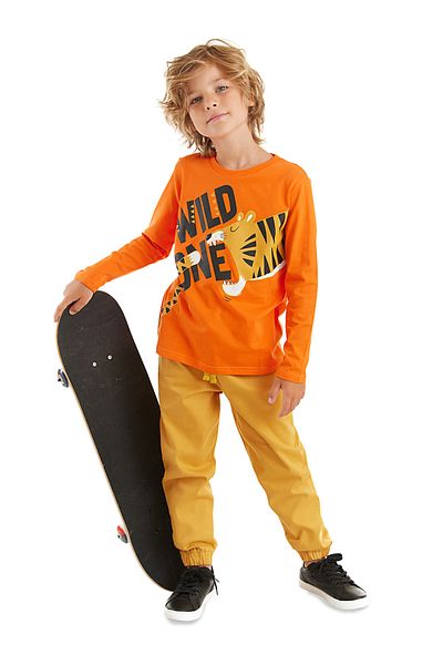 Denokids Wild One T-Shirt-Webhosen-Set für Jungen