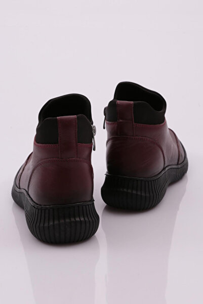 DGN Lastik Bağcıklı Fermuarlı Kadın Bot Bordeaux 5462713