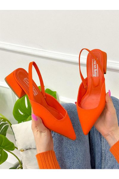 ERVANIN BUTİĞİ Orange Satin (Terry) Women's Ballerinas