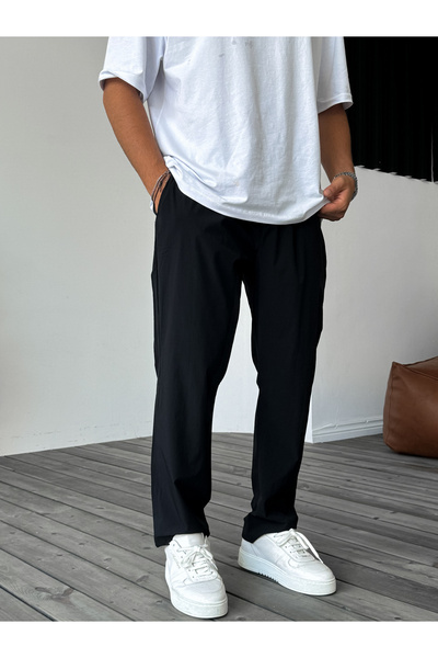 BYBASICMAN Siyah Likralı Paraşüt Kumaş Baggy Pantolon KE-5052