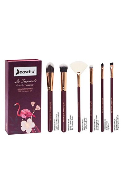 nascita مجموعة فرش مكياج باللون العنابي - 96