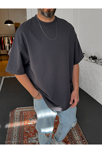 BYBASICMAN Füme İki İplik Basic T-Shirt BY-1208/363