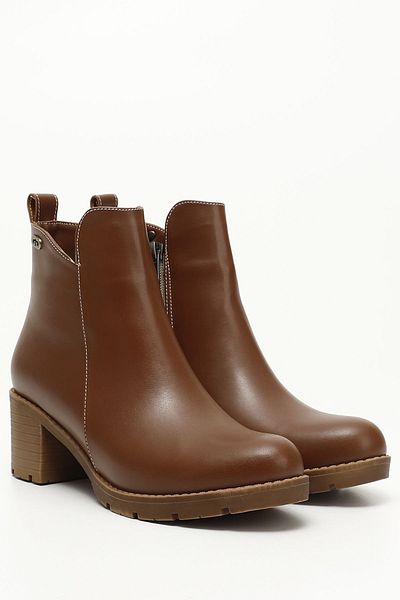 GÖNDERİ(R) Women/Girls Tan Zippered Thick Heeled Boots