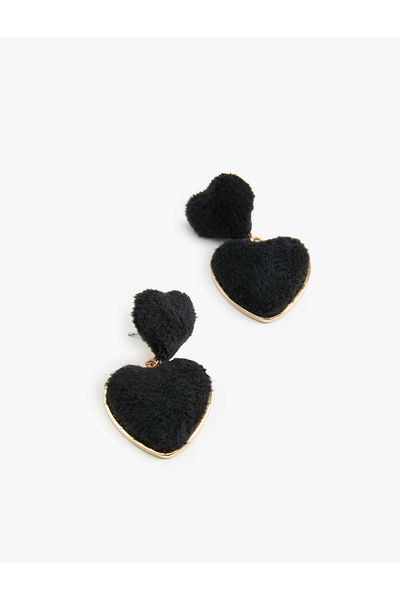 Koton Heart Earrings Dangle Fabric Covered