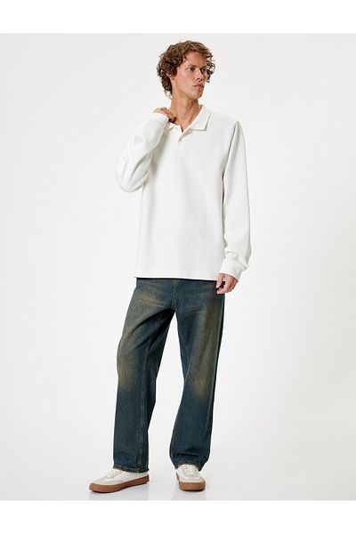 Koton Φούτερ Polo Neck Basic με κουμπιά βαμβακερό ύφασμα Interlock