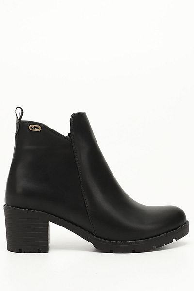GÖNDERİ(R) Women/Girls Black Zippered Thick Heeled Boots