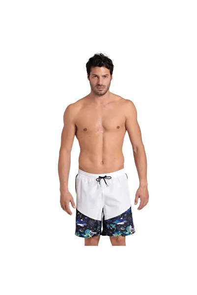 ARENA Men's White Swim Shorts - Fun Planet Bermuda Panel 007534151