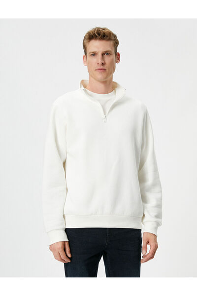 Koton Φούτερ με μισό φερμουάρ με γιακά με μακρυμάνικο ριμπ