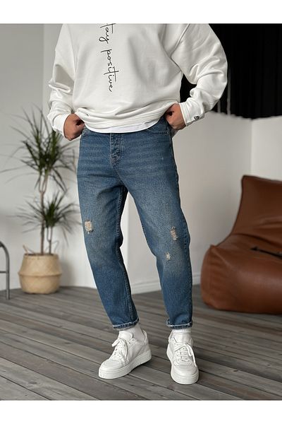 BYBASICMAN Dark Blue Ripped Boyfriend Ke-562/09/081/165/469
