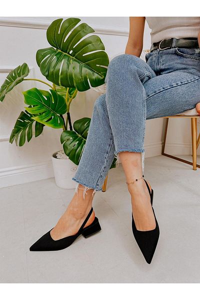 ERVANIN BUTİĞİ Black Satin (terry) Women's Ballerinas