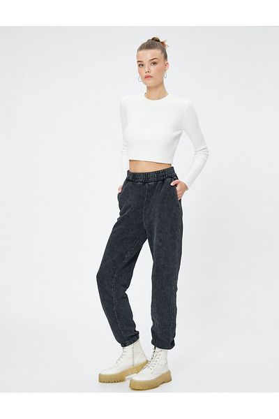 Koton Relaxed Fit - Raster Jogger Sweatpants with Elastic Waist and Pockets