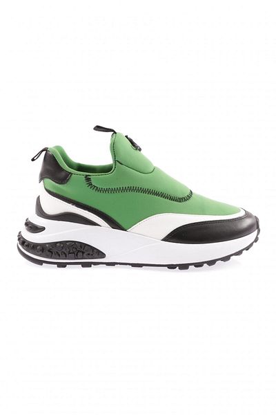 DGN Women's Thick Sole Metal Accessory Sneakers Shoes Green 1373363