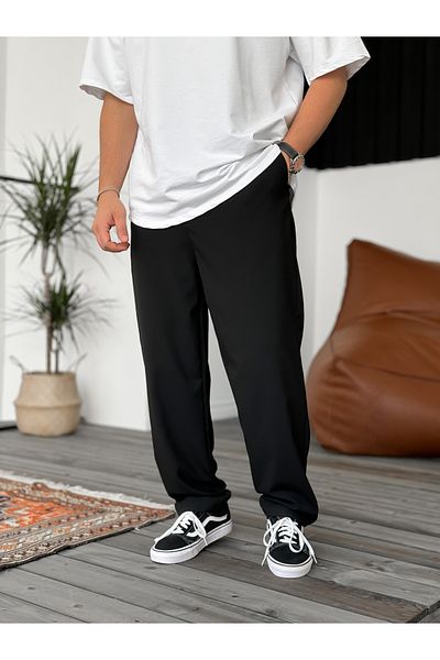 BYBASICMAN Loose Fit Black Fabric Trousers - Ke-Df