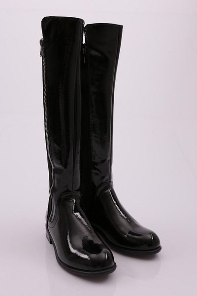 DGN 504 Women's Knee High Flats - Stretch Arc and Side Zipper Boots