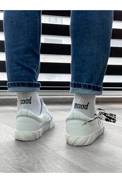 BYBASICMAN Λευκές κάλτσες STD Good Mood