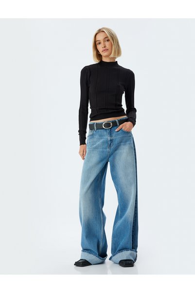 Koton Knitwear Sweater High Neck Textured Long Sleeve