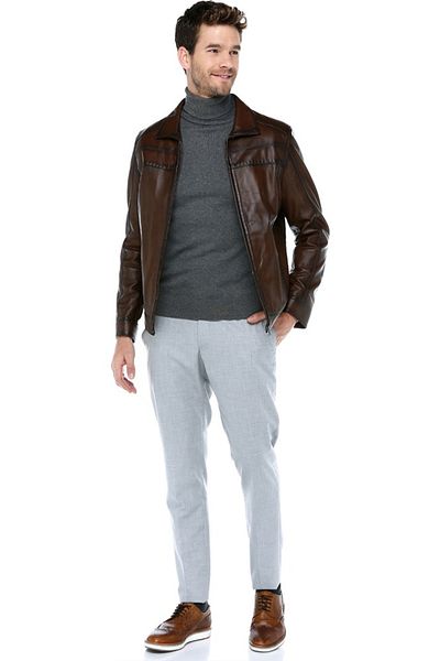 Dericlub Ανδρικό παλτό Camel Antique - Pc1349a Real Leather