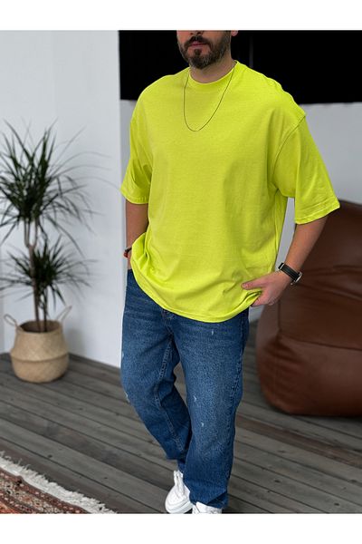 BYBASICMAN Neon Green Basic Oversize T-Shirt JJ-326