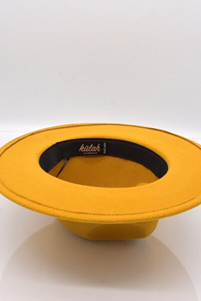 Külah Kadın Sarı Fedora Şapka