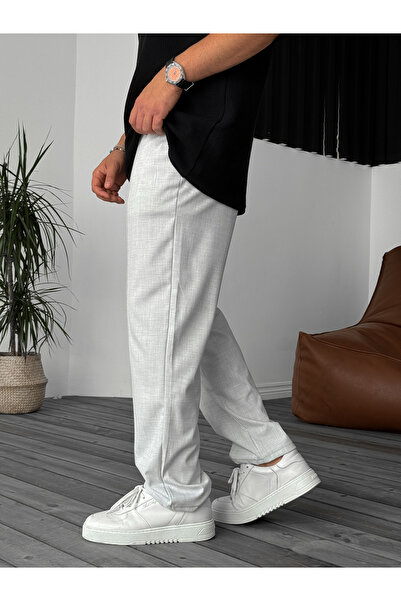 BYBASICMAN Light Gray Stitched Loose Fit Fabric Trousers Df-2005/2021