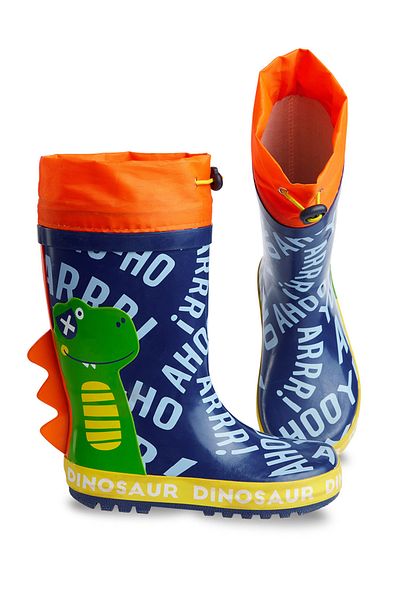 Denokids Bunte elastische Gummistiefel mit Dinosaurier-Motiv für Jungen