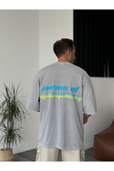 BYBASICMAN Gray Series Printed Washable T-Shirt Res-4195