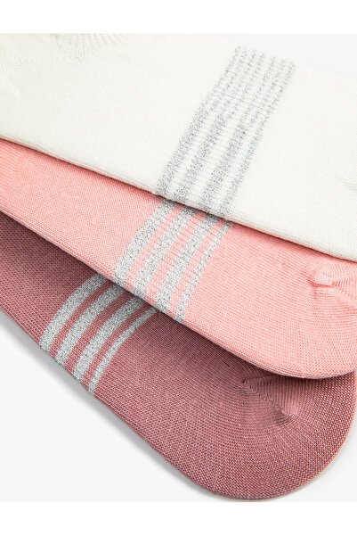 Koton Gestreiftes 3-teiliges Booties-Socken-Set Mehrfarbig