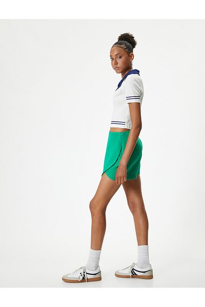 Koton Mini Shorts Skirt - Pocket Detailed and Buttoned