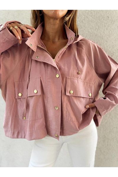 Maldia Shop Trenci oversize Bomber Powder cu glugă pentru damă