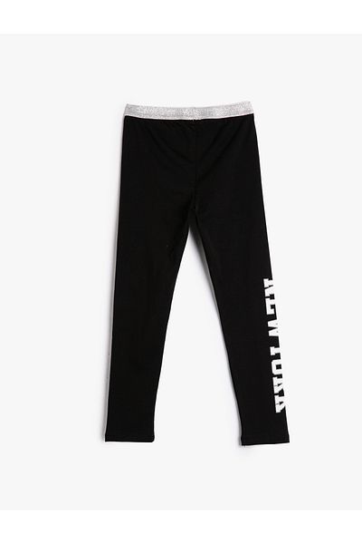 Koton Leggings Printed Glitter Elastic Waist Cotton