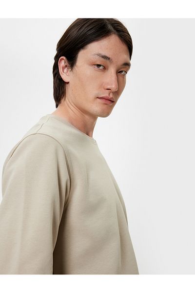 Koton Βαμβακερό μακρυμάνικο φούτερ Crew Neck - Ύφασμα Interlock