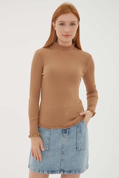 Fashion Friends Пуловер с половин яка, цвят камила