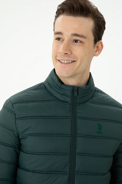 U.S. Polo Assn. Ανδρικό σκούρο πράσινο παλτό 50269095 -VR079