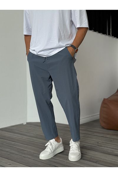 BYBASICMAN Petrol Blue Lycra Parachute Fabric Trousers Ke-5050